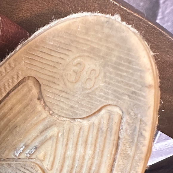 Vintage Leather Espadrilles 7.5 / 38 Platform Flats Sandals Rare Made in Spain - Picture 9 of 16